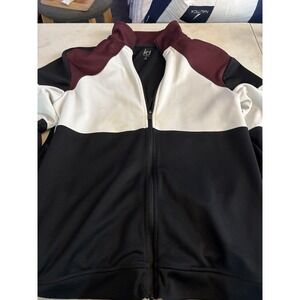 Ideology Mens Track Jacket Black White Colorblock Mock Neck‎ Full Zip M